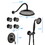 Single-Handle 4-Spray Patterns Bathroom Rain Shower Faucet with Body Jet Handshower in Matte Black (Valve Included) W1219133592