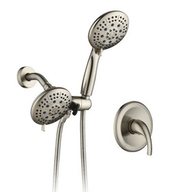 Shower System with Hand Shower and Shower Combination. High Pressure 35 Function Double 2 in 1 Shower Faucet, Brushed Nickel Three-Way Water Divider (Including Valve) W121942869
