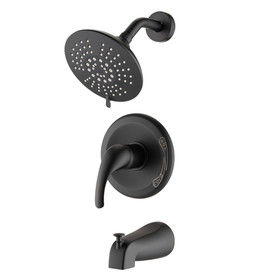 Matte Black Tub and Shower Faucet Set with 3-Srpay Shower Head, Shower Trim Kit with Pressure Balance Valve W121943759