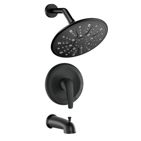 Matte Black Tub and Shower Faucet Set with 3-Srpay Shower Head, Shower Trim Kit with Pressure Balance Valve W121943766
