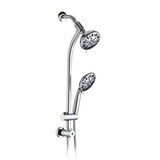 High Pressure 48-Settings Shower Head with Handheld Shower, Drill-Free 3-Way Diverter for Easy Reach, Adjustable Height Slide Bar Dual Shower Head Combo Set - Chrome W121947468