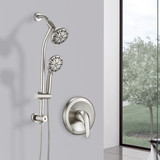 High Pressure Shower Head with Handheld Shower, Drill-Free 3-Way Diverter for Easy Reach, Adjustable Height Slide Bar Dual Shower Head Combo Set - Brushed Nickel W121947649