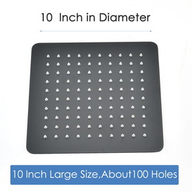 10 inch Rain Shower Head, 10" Square Rainfall & High Pressure Stainless Steel Bath Showerhead, Waterfall Full Body Coverage with Silicone Nozzle W121963049