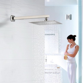12" Square Rainfall & High Pressure Stainless Steel Bath Showerhead, Waterfall Full Body Coverage with Silicone Nozzle