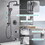Shower Head with Handheld Shower System with 8" Rainfall Shower Head Shower System Dual Shower Combo 3-Setting Handheld Sprayer with Slide Bar Matte Black W121991682
