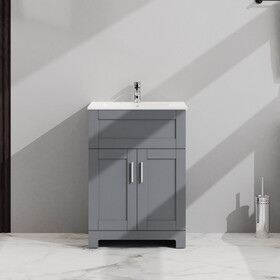 24" Bathroom Sink Vanity Laundry Utility Cabinet, Gray W1223S00007