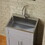 24" Bathroom Sink Vanity Laundry Utility Cabinet w/ Stainless Steel Sink Combo, Gray W1223S00011