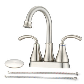 2-Handle Bathroom Sink Faucet with Pop-Up Drain (Brushed Nickel) W122458634