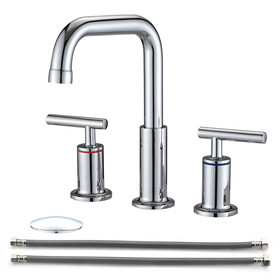 8 in. Widespread Double Handle Bathroom Faucet with Pop Up Drain in Chrome W122459281