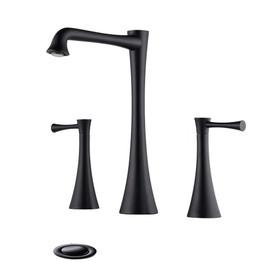 Widespread 2 Handles Bathroom Faucet with Drain assembly, Matte Black