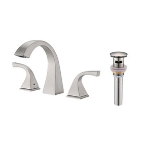 2-Handle Bathroom Sink Faucet with Drain, Brushed Nickel