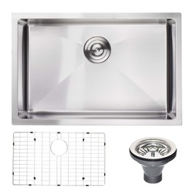27" L x 18" W Undermount Kitchen Sink with Sink Grid W122546261