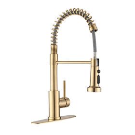 Pull Down Sprayer Spring Kitchen Sink Faucet Brushed Gold W122552138