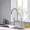 2 Handle Bridge Kitchen Faucet in Stainless Steel W122562716