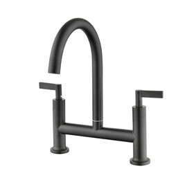 Double Handle Bridge Kitchen Faucet in Stainless Steel W122565436