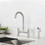 Double Handle Bridge Kitchen Faucet with Side Spray W122566142