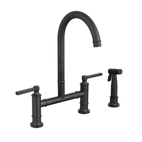 Double Handle Bridge Kitchen Faucet with Side Spray W122566144