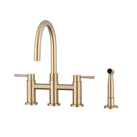 Double Handle Bridge Kitchen Faucet with Side Spray W122581049