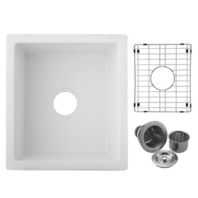 Quartz 18" L x 16" W Undermount Bar Sink with Grid and Strainer W1225P210522