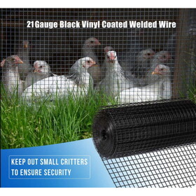 24 inchX50 ft Black Vinyl Coated Hardware Cloth, 21 Gauge 1/4 inch Black PVC Hardware Cloth, Black Welded Wire Fence Supports Poultry-Netting Cage-Home Improvement and Chicken Coop W1226102635