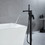 Single-Handle Freestanding Floor Mount Roman Tub Faucet Bathtub Filler with Hand Shower in Matte Black W123247711