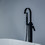 Single-Handle Freestanding Floor Mount Roman Tub Faucet Bathtub Filler with Hand Shower in Matte Black W123247738