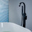 Single-Handle Freestanding Floor Mount Roman Tub Faucet Bathtub Filler with Hand Shower in Matte Black W123247738