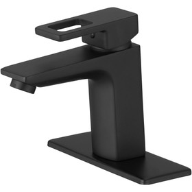 Single Handle Single Hole Low-Arc Bathroom Faucet with Supply Line in Matte Black W123247813