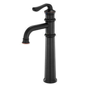 Waterfall Single Hole Single-Handle Vessel Bathroom Faucet with Pop-up Drain assembly in Oil Rubbed Bronze W1232P163769
