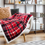 Plaid Flannel Sherpa Throw Blanket(2 Pack Set of 2) W123346259