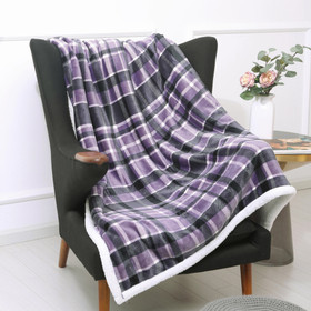 Plaid Flannel Sherpa Throw Blanket(2 Pack Set of 2) W123346262