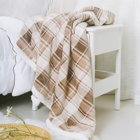 Plaid Flannel Sherpa Throw Blanket (Set of 2) W123346264
