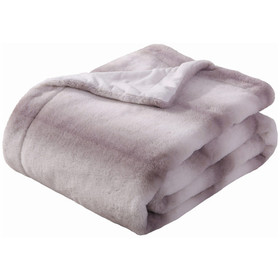 Printed Faux Rabbit Fur Throw, Lightweight Plush Cozy Soft Blanket, 50" x 60", Coffee Stripe W1233Kttw4731-Coffeestripe