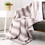 Printed Faux Rabbit Fur Throw, Lightweight Plush Cozy Soft Blanket, 50" x 60", Coffee Stripe W1233KTTW4731-COFFEESTRIPE