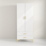Wood Armoire with 2 Drawers,White W1236P163313