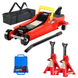 Floor Jack, 2 Ton Low Profile Floor Jack, 3t jack stand Tire Repair Kit Heavy Duty Steel Racing Floor Jack with Single Piston Quick Lift Pump, Floor Jack Lifting Range 3.3