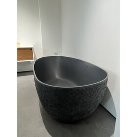 67inch Concrete grey solid surface bathtub for bathroom W1240106319