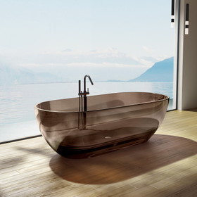 69 inch Transparent Grey Solid Surface Bathtub for Bathroom