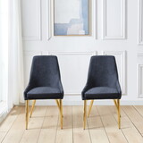 Fabric Dining Chairs Set of 2, Upholstered Armless Accent Chairs, Classical Appearance and Stainless Steel