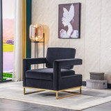 Modern Velvet Accent Chair, Elegant Armchair with Stainless Steel Base W124153860