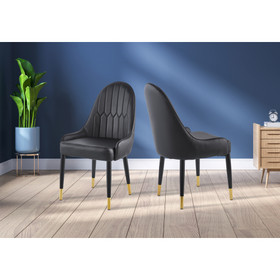 Leather Dining Chair Set of 2, Upholstered Accent Dining Chair, Legs with Black Plastic Tube Plug W124153870