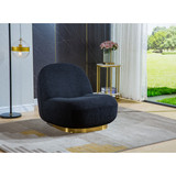 Velvet Swivel Accent Chair, Swivel Barrel Chair with Gold Finish Stainless Steel Base W124153876