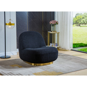 Velvet Swivel Accent Chair, Swivel Barrel Chair with Gold Finish Stainless Steel Base W124153876