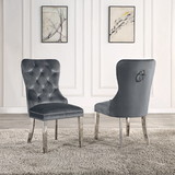Velvet Dining Chairs Set of 2, Tufted Accent Upholstered Chairs Wingback Armless Side Chair W124157783