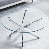 Round Tempered Glass Coffee Table with Chrome Legs W124163592