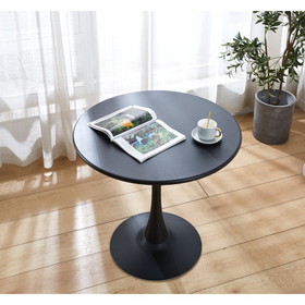 Black Round Dining Table, 31.5" Diameter Solid Metal Base Coffee Table