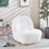Modern Velvet Swivel Accent Chair, Swivel Barrel Chair with Gold Finish Stainless Steel Base W124181342
