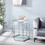 Modern Glass End Table with Silver Finish Stainless Steel Frame W124181351