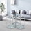 Modern Glass End Table with Silver Finish Stainless Steel Frame W124181351