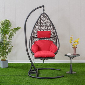 Patio PE Rattan Swing Chair with Stand and Leg Rest for Balcony, Courtyard